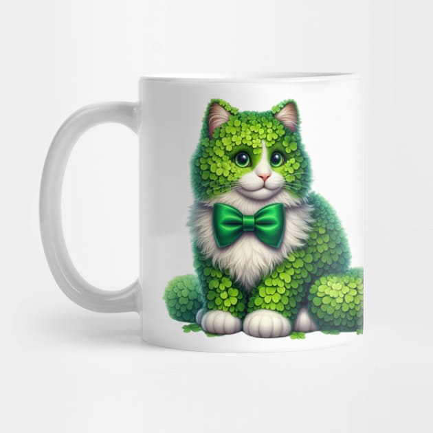 Clover Norwegian Forest Cat St Patricks Day by Chromatic Fusion Studio